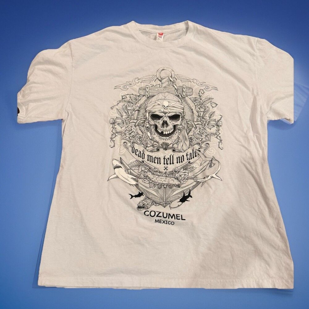 “DEADMEN TELL NO TALES”Cozumel TShirt White Size XL “Comfort” Tag EUC